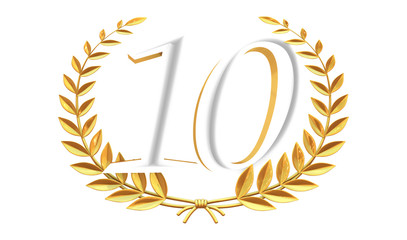 10 years anniversary celebration logotype with elegant celebration 3d illustration.