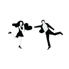 Black white flat couple illustration