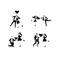 couple love icon design flat concept illustration template