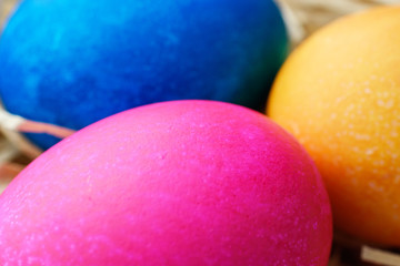 Closeup of easter eggs