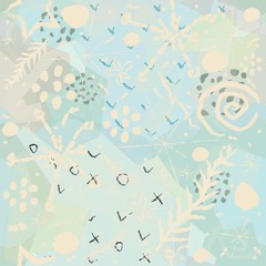 Seamless pattern with doodles on a blue background. Vector illustration.Winter Collection