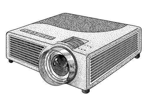black and white projector drawing clip art preview