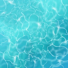 Water surface. Blue summer sea, sun reflection in ocean with aqua pattern, realistic shiny ripple water for advertising poster. Vector texture © YummyBuum