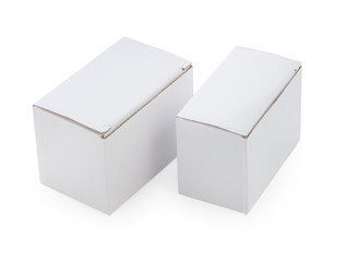 Pair white boxes isolated on a white background.