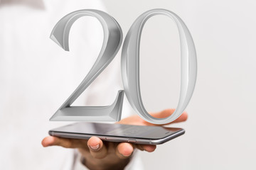 20 years anniversary celebration logotype with elegant celebration.
