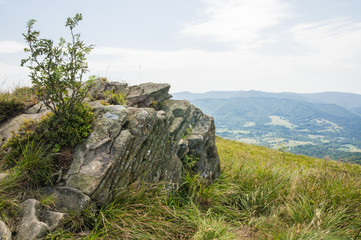 Sandstone rock on Smerek peak, Bieszczady Mountains Poland