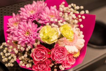 Flowers Store Bouquet of flowers pink red green white lilies roses orchids black tulip garden flowers for wedding valentine women's day birthday greetings home design