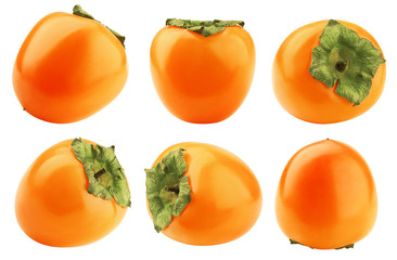 persimmon isolated on white background, clipping path, full depth of field