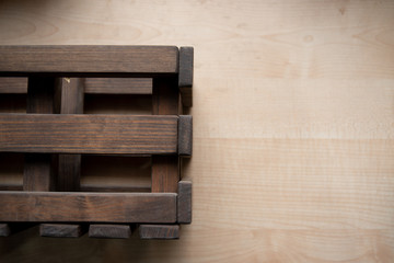 brown wooden vintage box on a light table