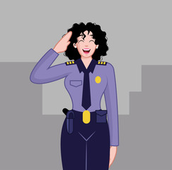 happy police woman with uniform
