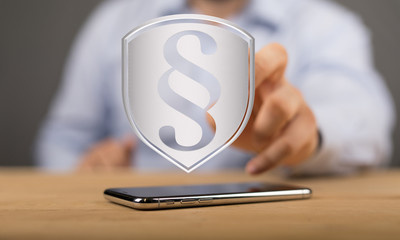 paragraph law sign digital in hand 3d