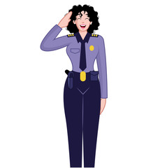 happy police woman with uniform full body