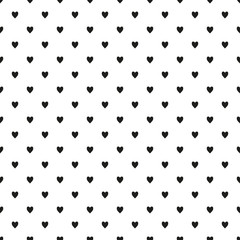 Background with hearts. Seamless wallpaper on surface. Black and white illustration