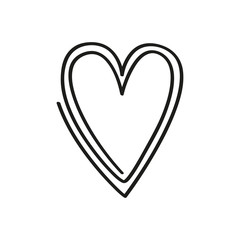 Abstract heart. Hand drawn clip on isolated white background. Black and white illustration