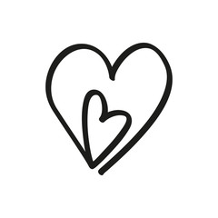 Abstract heart. Love symbol. Hand drawn heart on isolated white background. Valentine's day