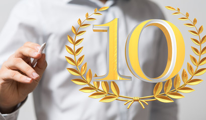 10 Anniversary 3d numbers. Poster template for Celebrating 10th anniversary event party.