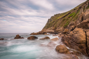 Porth Nanven is a rocky cove near Land's End, Cornwall, England. UK.