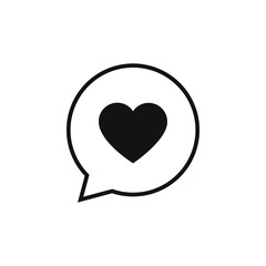 Heart in speech bubble icon isolated on white background. Vector illustration.