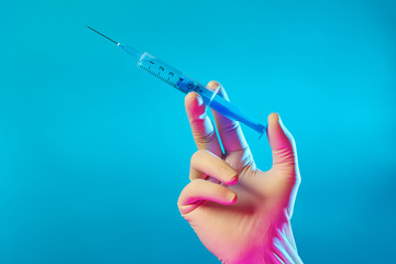 Syringe with flu vaccine.