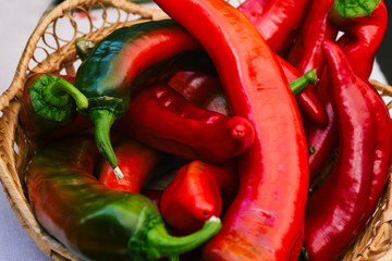 Fresh red pepper. Delicious vegetables for preparing a healthy meal. Seasoning and spices of red...