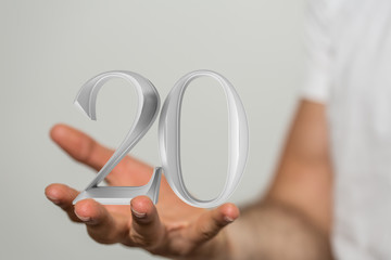 20 years anniversary celebration logotype with elegant celebration.