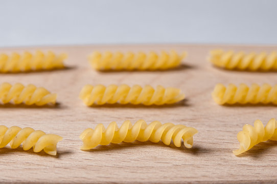 Italian noodles. Pasta girandole types close up