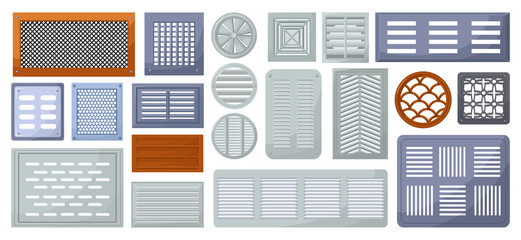 Air vent vector cartoon set icon.Vector illustration ventilation grate on white background .Isolated cartoon set icon air vent .