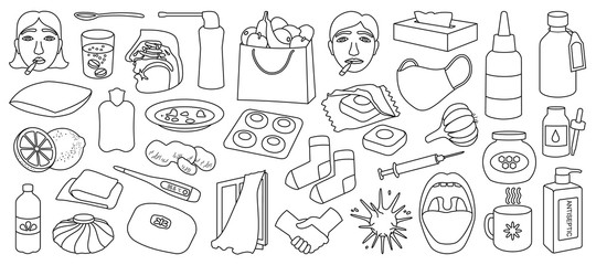 Disease of medicine vector outline set icon. Vector illustration set medical. Isolated outline icon disease of medicine on white background .