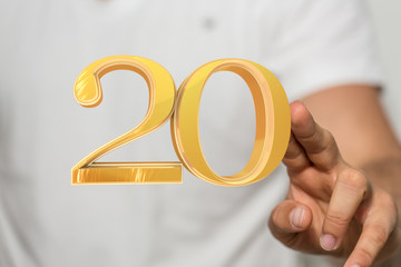 20 years anniversary celebration logotype with elegant celebration.