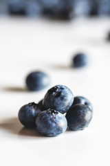 Group of fresh blueberries isolated on white background. Healthy food, health