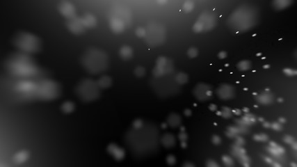 Abstract black background with blurred particles. Black bokeh abstract.