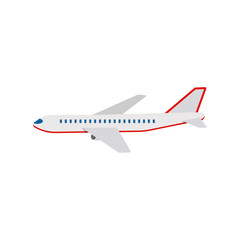 Airplane isolated on white background. Vector illustration. Flat design.