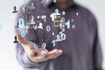 Business Man Hand Writing Social Network