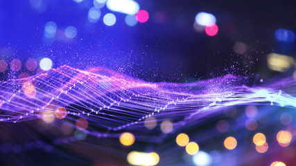 Colorful voice abstract background. Futuristic technology style. Equalizer for music, showing sound waves with music waves.