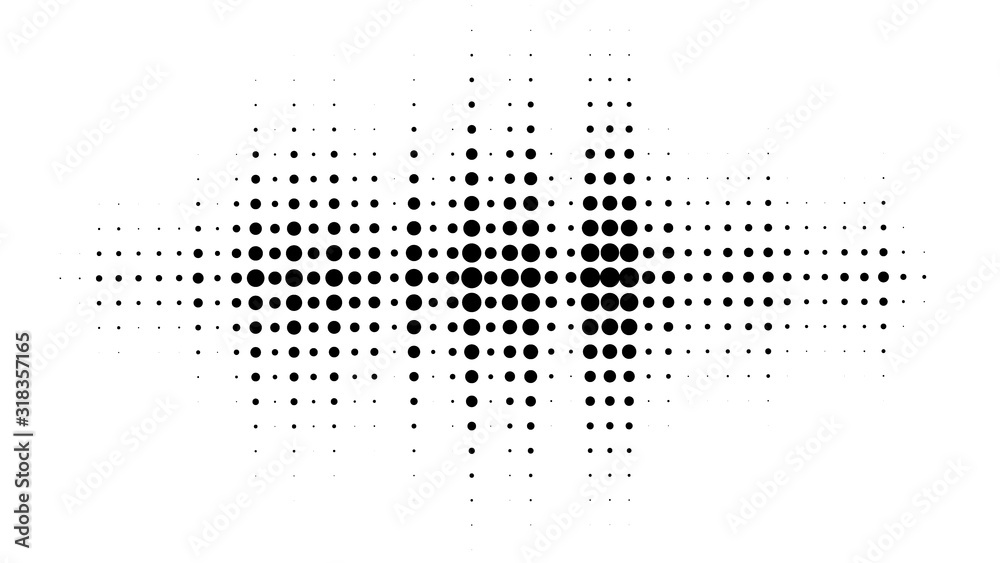 Wall mural halftone dotted audio equalizer. halftone effect vector pattern.