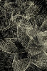 Abstract Black and Yellow Striped Pattern. Discontinuous Lines Isolated on Black Background. Spider Web.