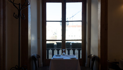 Empty interiors of an elegant restaurant