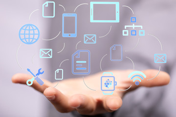 Fototapeta premium Using Cloud Technology to Send and Receive Files.