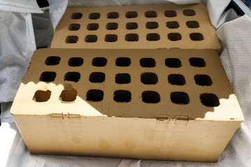 Unburned samples of ceramic bricks.