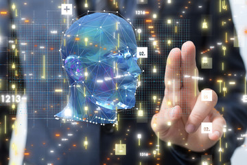 Dark blue human head thought mind