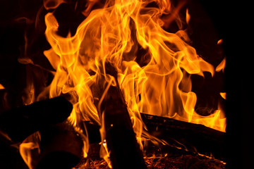 View of flame produced by a campfire