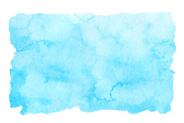 Obraz premium Sky blue watercolor abstract background. Gradient fill. Hand drawn texture. Piece of heaven, isolated