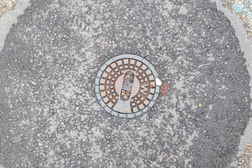 Manhole cover for the water supply in the street