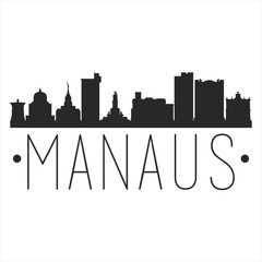 Manaus Brazil. City Skyline. Silhouette City. Design Vector. Famous Monuments.