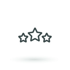 3 star line icon. three rank rating star icon