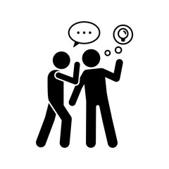 Speaking, men and idea icon. Simple pictogram of human with idea icons for ui and ux, website or mobile application