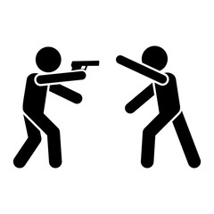 Gun man shoot icon. Simple warning armed man icons for ui and ux website or mobile application