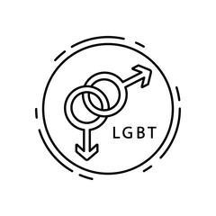 Gay, lgbt icon. Simple line, outline vector sexual minoritie icons in circle for ui and ux, website or mobile application