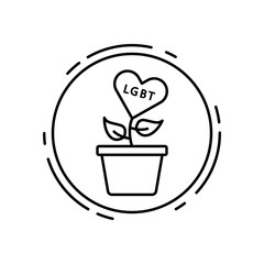 Plant, flowerpot, lgbt icon. Simple line, outline vector sexual minoritie icons in circle for ui and ux, website or mobile application