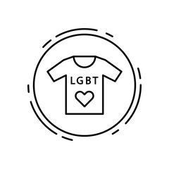 T shirt, lgbt icon. Simple line, outline vector sexual minoritie icons in circle for ui and ux, website or mobile application